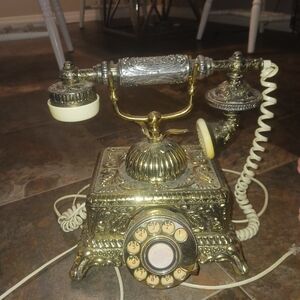 Vintage Brass Telephone with Rotary Dial